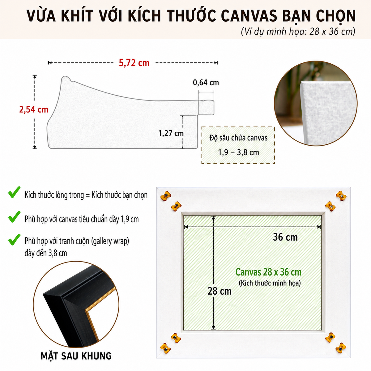 Khung Tranh Tự Lắp Ghép, Không Tranh Không Kính, Nhựa PS, Bản 5.7cm, Canvas Sơn Dầu Số Hóa, Hiện Đại Đen Vàng LONG QUAN