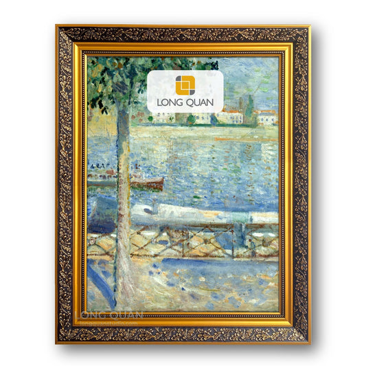 Khung Tranh Tự Lắp Ghép, Không Tranh Không Kính, Nhựa PS, Bản 6.2cm, Canvas Sơn Dầu Số Hóa, Cổ Điển Đen Gold LONG QUAN